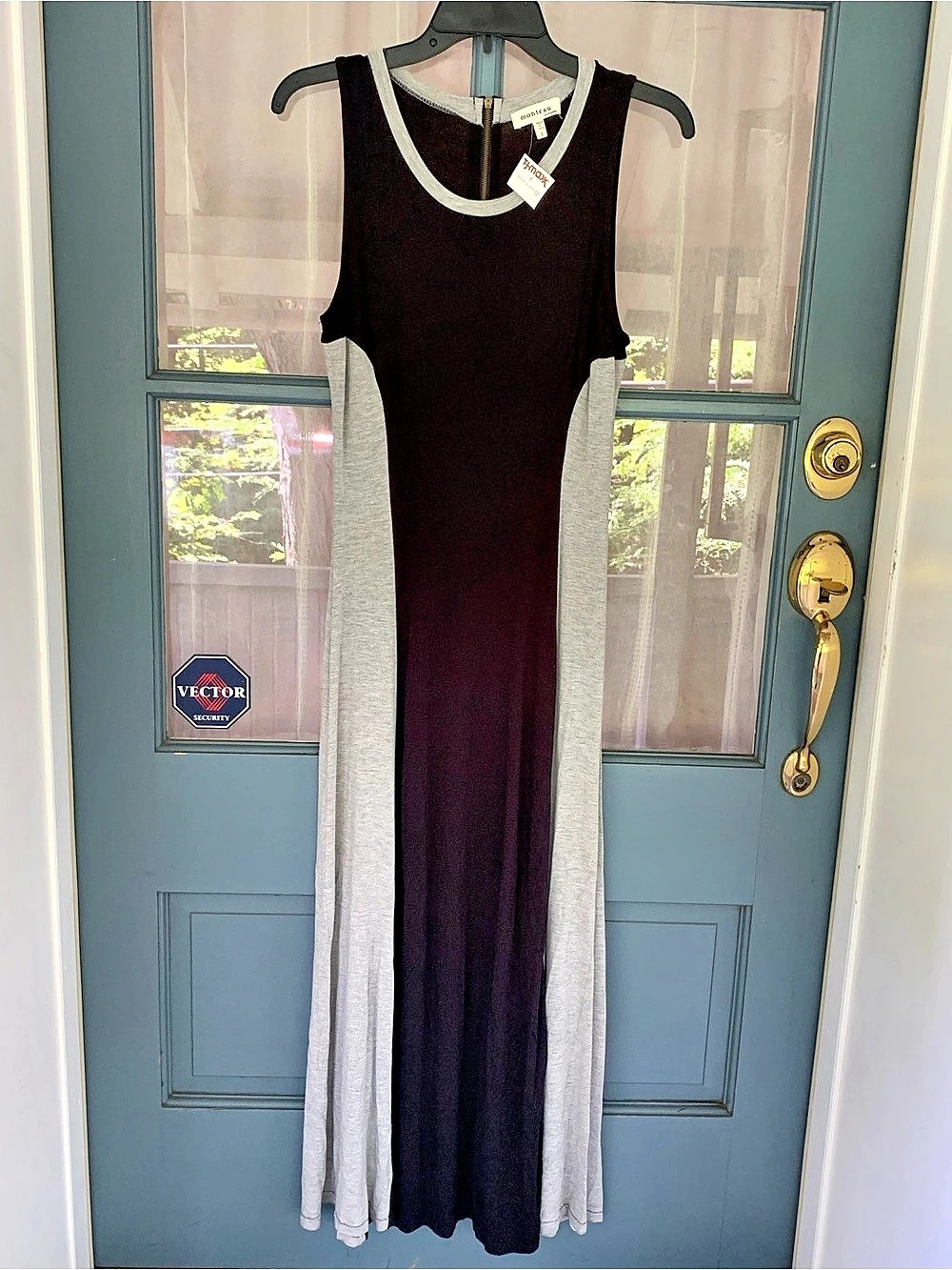 Monteau Los Angeles Color Block Maxi Dress Gray & Black Size Large NWT